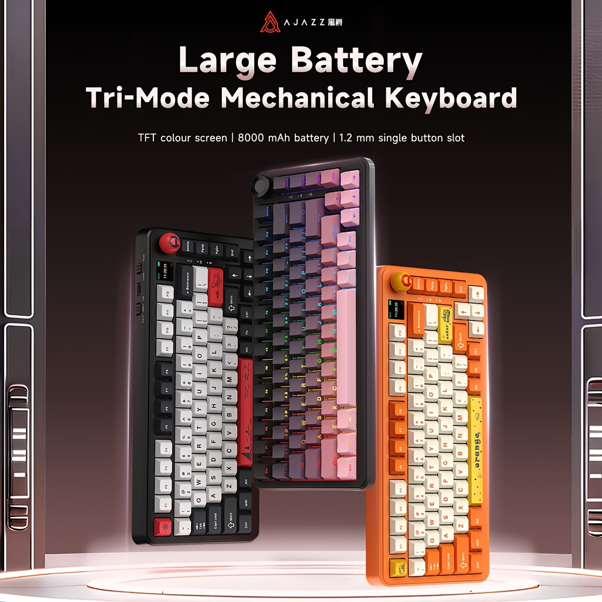 AJAZZ AK820\u002FAK820MAX PLUS 75% RGB Gasket Mechanical Keyboard | Cream Keyboard with Volume Knob, South Facing LED, Poron Foam, PBT Keycaps, Programmable Hot-Swap, Ambidextrous, USB-C Charging