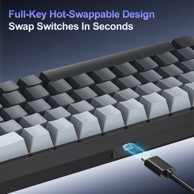 APAYADO A68 Mechanical Keyboard \u002F Compact 65% Layout \u002F Hot-Swappable 68-Key Design \u002F RGB Cool Lighting \u002F Suitable for Gamers \u002F Wired USB Connection