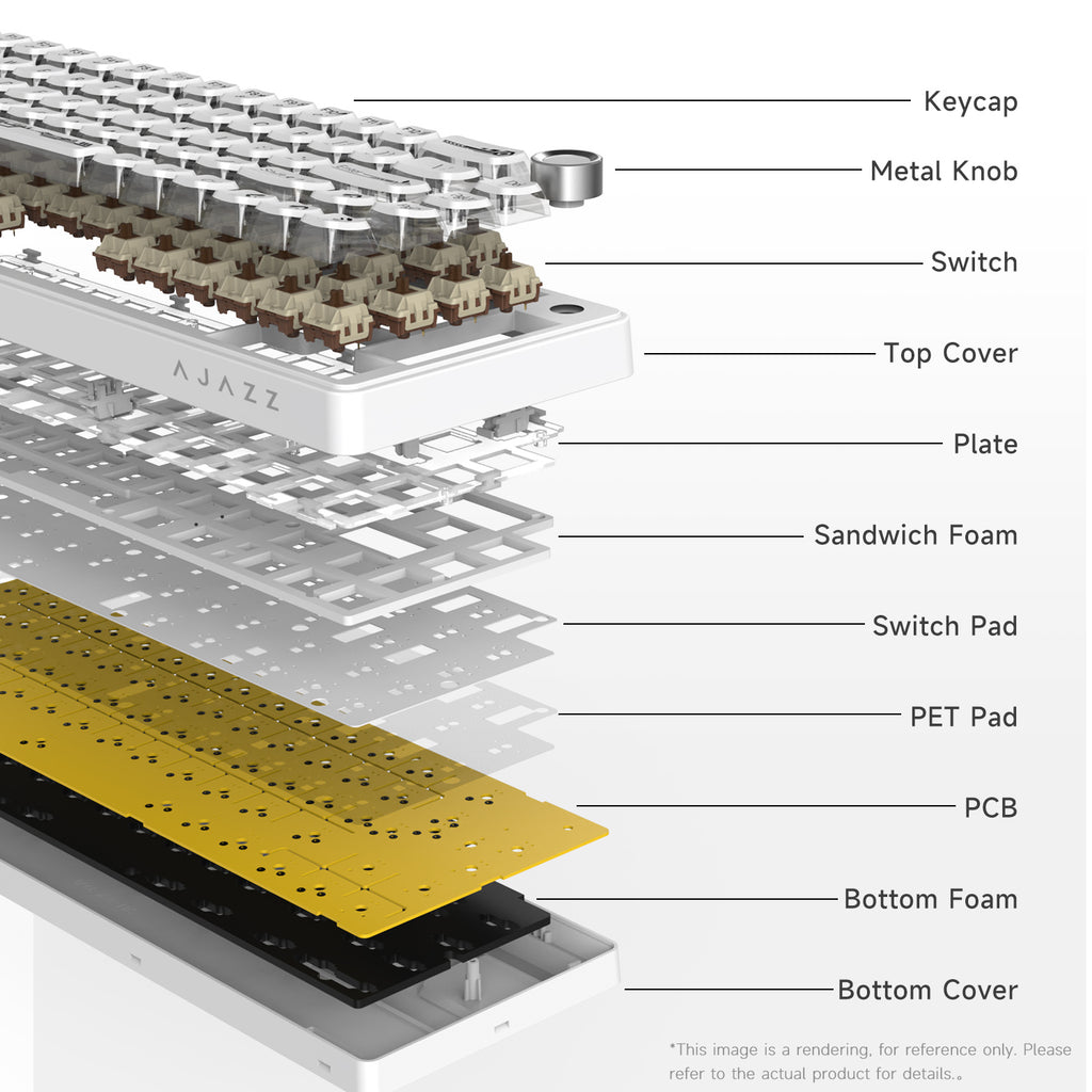 AJAZZ AK690 Mechanical Keyboard, Full Hot-Swappable, Multi-Function Metal Knob, Semi-Transparent Keycaps, Three-Axis Options