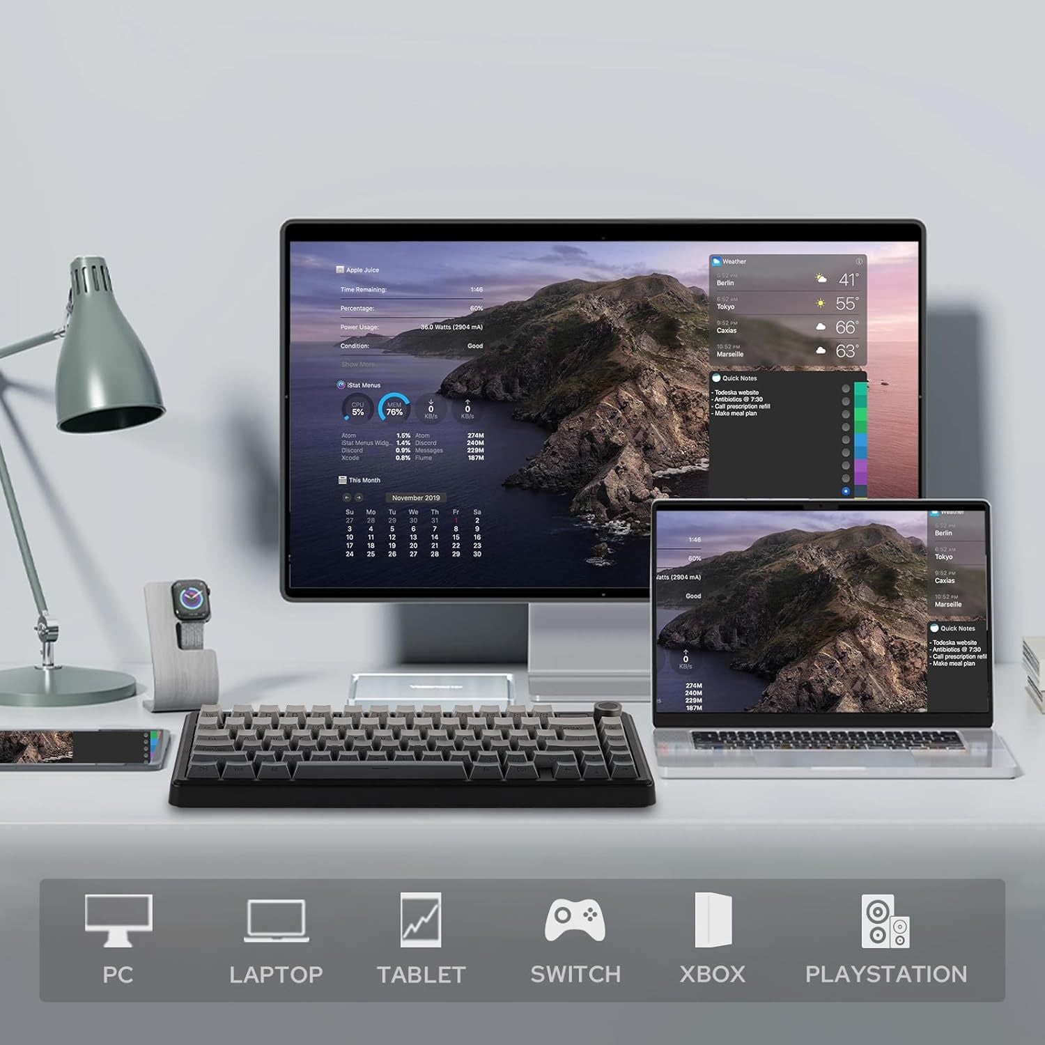 AULA Wireless Mechanical Gaming Keyboard with TFT Screen & Knob, 75% Hot Swappable Creamy Keyboard, RGB Backlit Teclado Mecanico, Tri-Mode Bluetooth\u002F2.4GHz\u002FUSB-C, Gasket Mount Gaming Keyboard for PC Mac Laptop Tablet