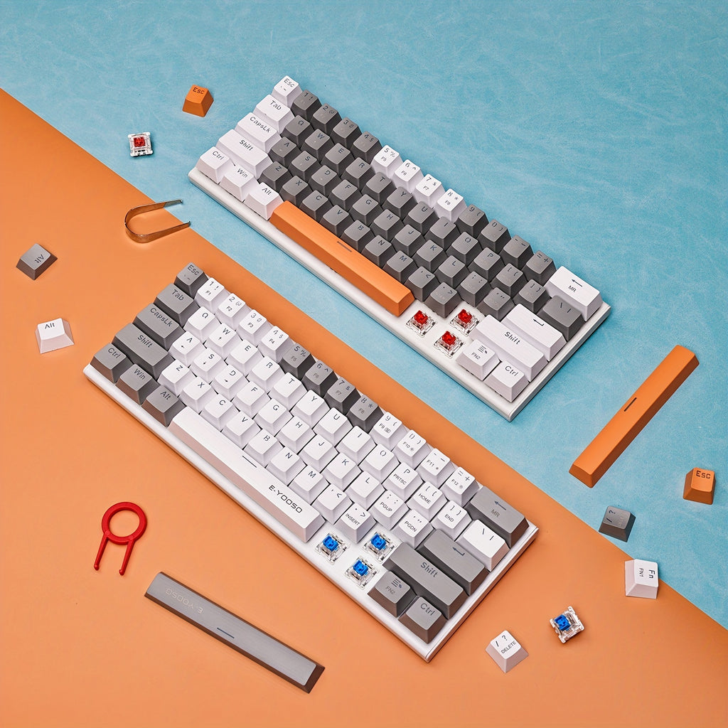 E-YOOSO Z11 60% Mechanical Keyboard, Mechanical Gaming Keyboard Wired With LED Backlit, Ultra-Compact 60 Percent Computer Keyboard For Windows, Mac OS Black Gray, White Gray