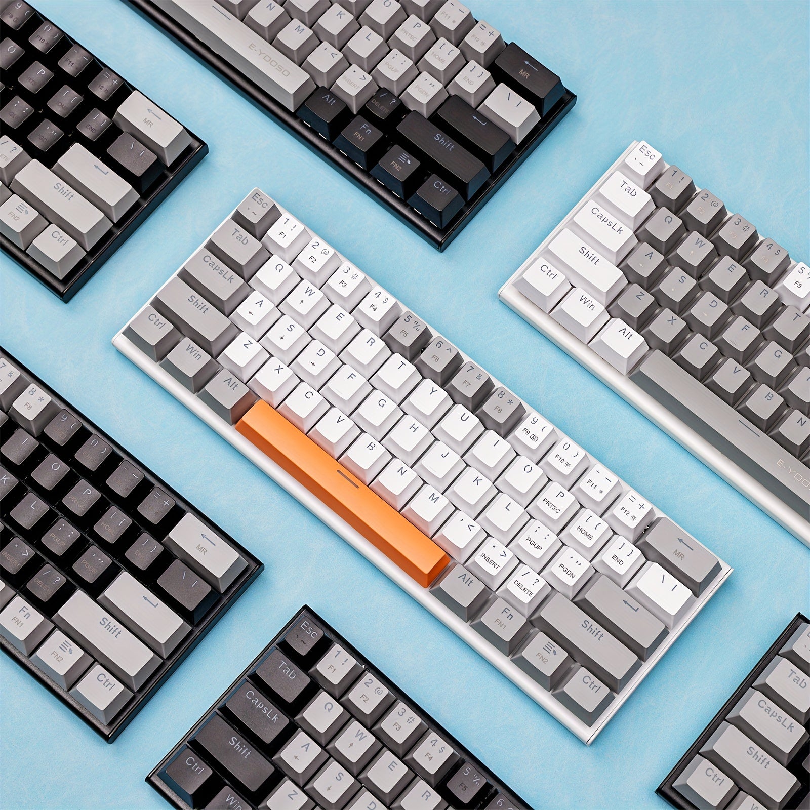 E-YOOSO Z11 60% Mechanical Keyboard, Mechanical Gaming Keyboard Wired With LED Backlit, Ultra-Compact 60 Percent Computer Keyboard For Windows, Mac OS Black Gray, White Gray