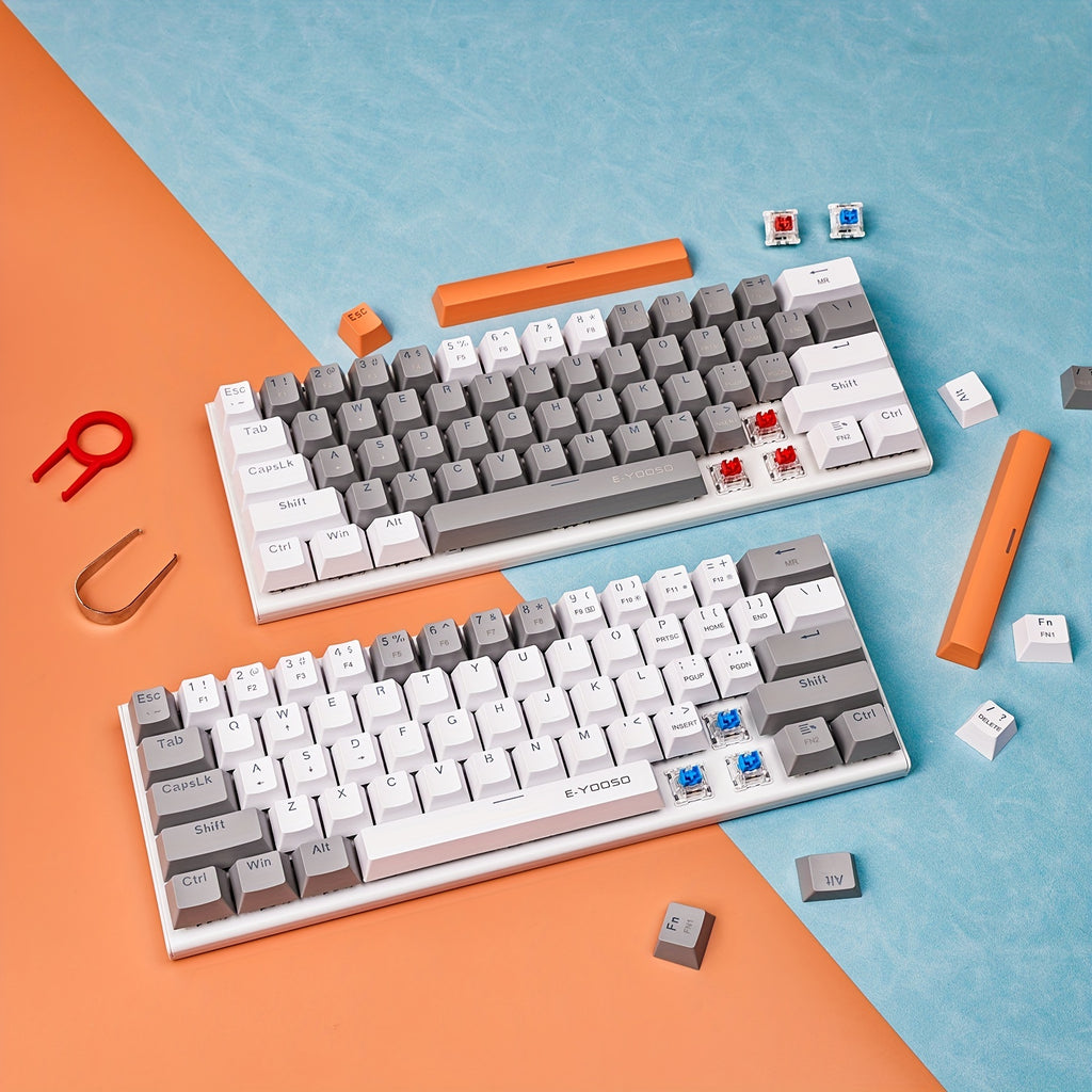 E-YOOSO Z11 60% Mechanical Keyboard, Mechanical Gaming Keyboard Wired With LED Backlit, Ultra-Compact 60 Percent Computer Keyboard For Windows, Mac OS Black Gray, White Gray