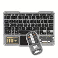 Mechanical Street Style Wireless Keyboard and Mouse That Features Transparent Acrylic Design, RGB Backlighting, And Multi-touch Touchpad.Support 10-inch Compact Mini Size with Triple-channel Connectivity.Simultaneously Pairs with Phone