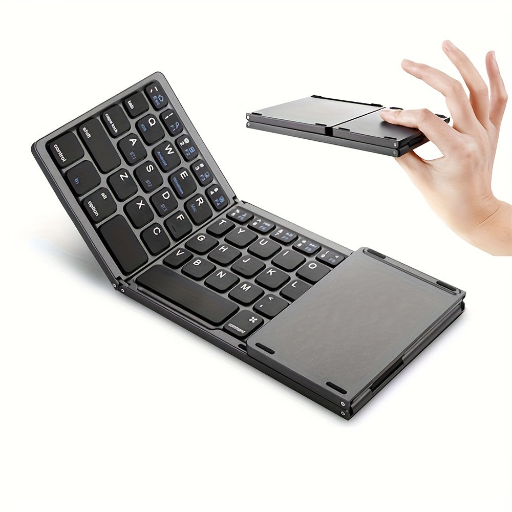 Slim And Lightweight Wireless Keyboard That Folds Into Three Parts - Includes a Touchpad, Charges Via USB, And Works with Android, Ios, Windows, And Mac - Features a Type-C Charging Port, Ideal for Office Use And Travel