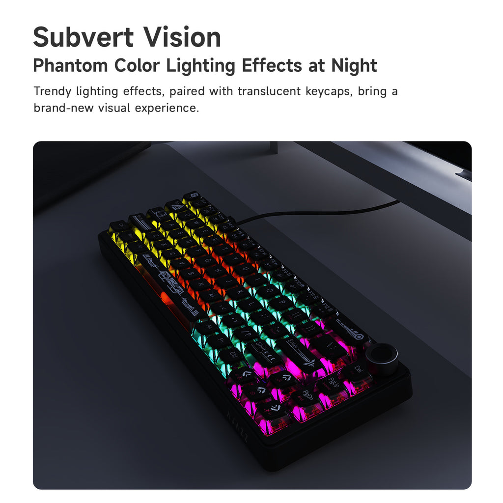 AJAZZ AK690 Mechanical Keyboard, Full Hot-Swappable, Multi-Function Metal Knob, Semi-Transparent Keycaps, Three-Axis Options
