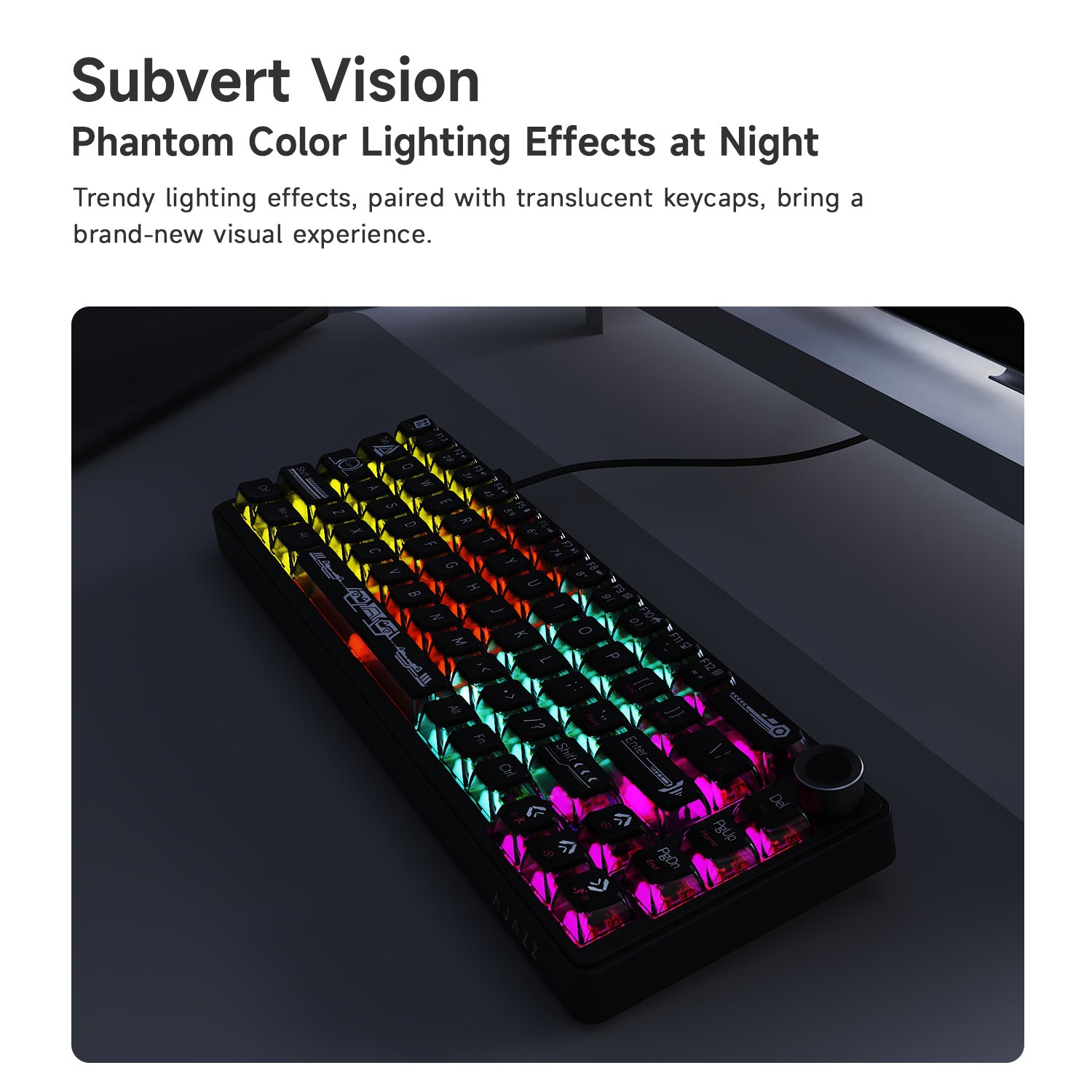 AJAZZ AK690 Mechanical Keyboard, Full Hot-Swappable, Multi-Function Metal Knob, Semi-Transparent Keycaps, Three-Axis Options