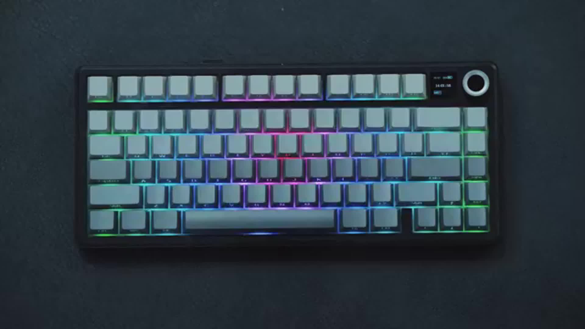 AULA Wireless Mechanical Gaming Keyboard with TFT Screen & Knob, 75% Hot Swappable Creamy Keyboard, RGB Backlit Teclado Mecanico, Tri-Mode Bluetooth\u002F2.4GHz\u002FUSB-C, Gasket Mount Gaming Keyboard for PC Mac Laptop Tablet