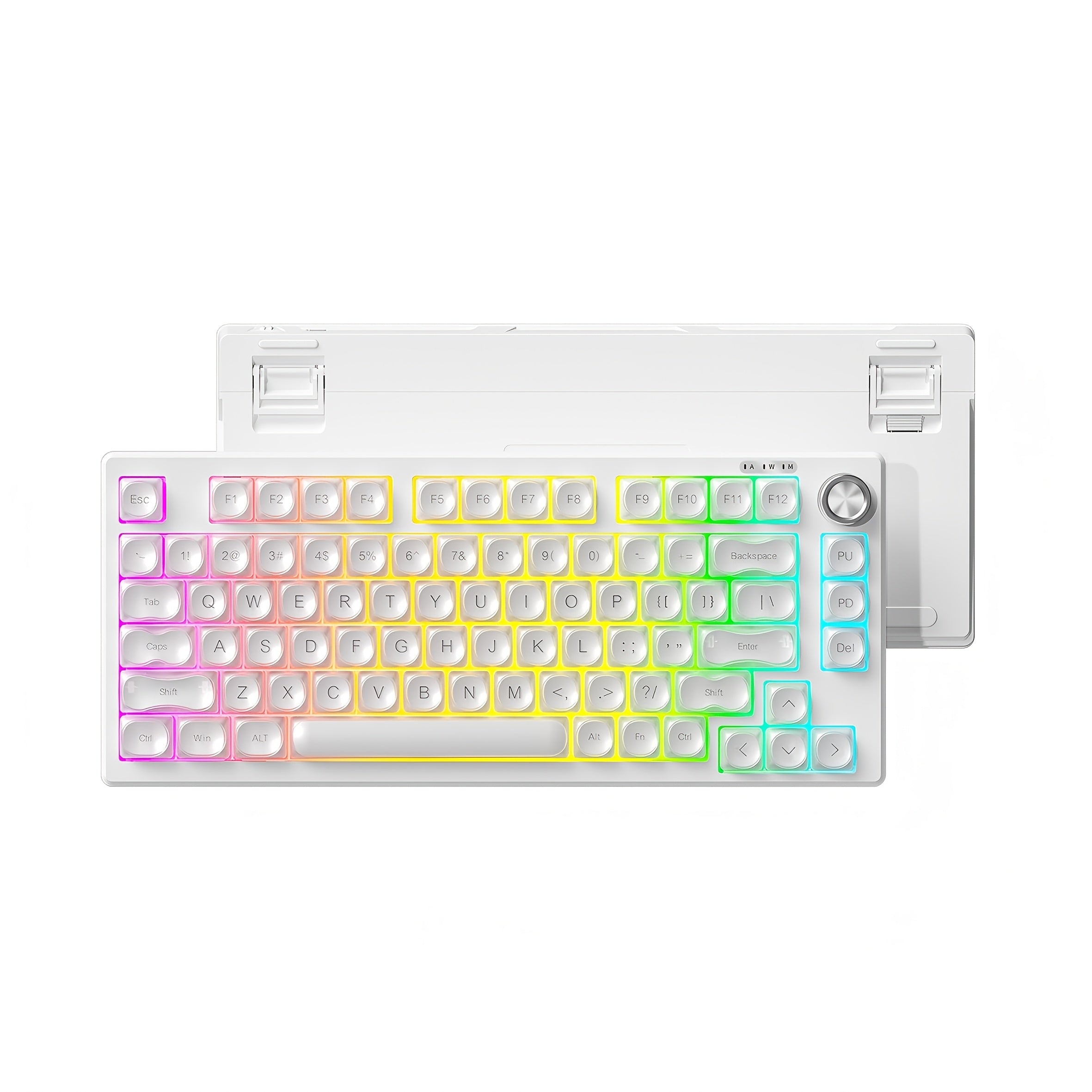 FURYCUBE IP75 Sealed Mechanical Keyboard with Knob, 75% USB-C Gaming Keyboard, Five-Layer Thickened Padding, RGB Lighting, 5000Mah Battery, Hot-Swappable Side-Printed PBT Keycaps (Black Gradient) Holiday Gift