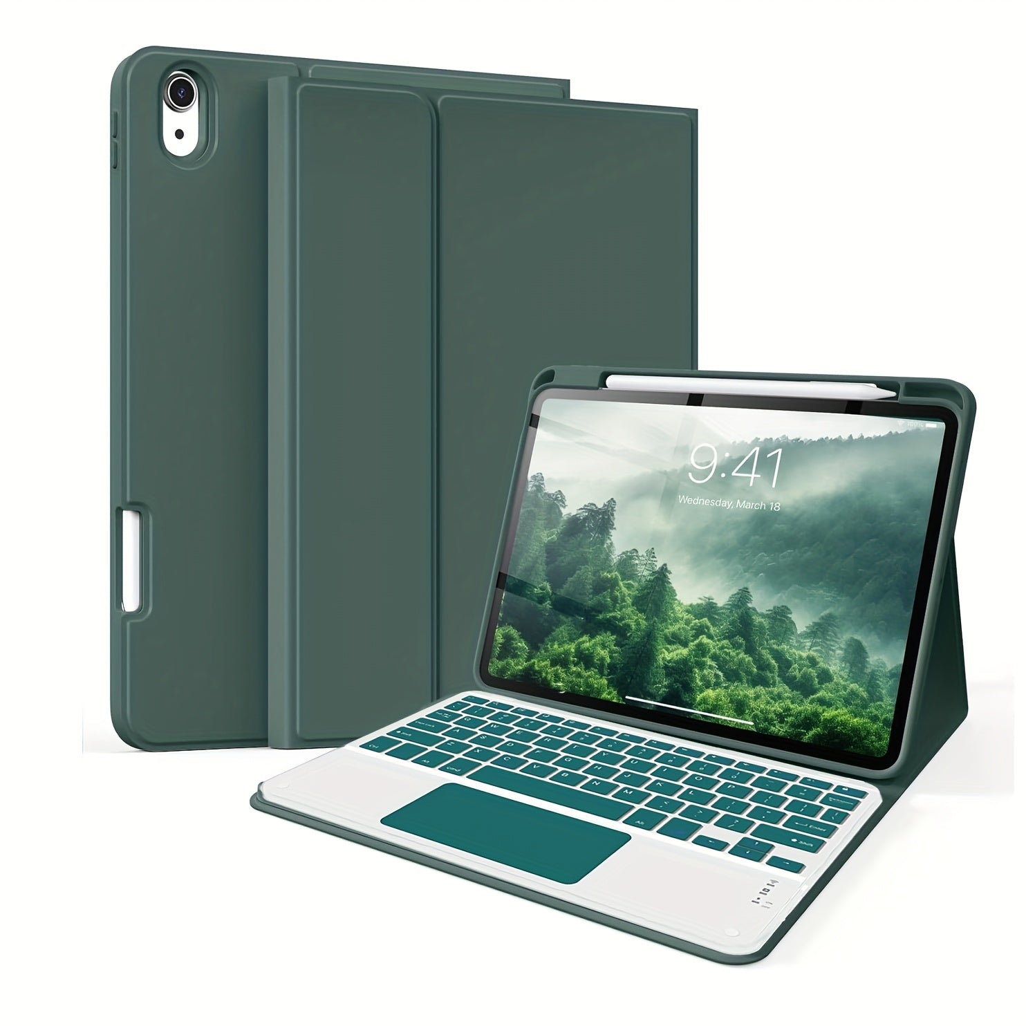 Ultra-thin Wireless Keyboard and Case with Trackpad and Type-C Charging Port; Wireless Keyboard Can Connect to 3 Devices Simultaneously; Bluetooth 3.0; Compatible with iPad Pro 11, Air 11-inch, Air 4, 5; 10.9-inch Case, Compatible with iPad 10th