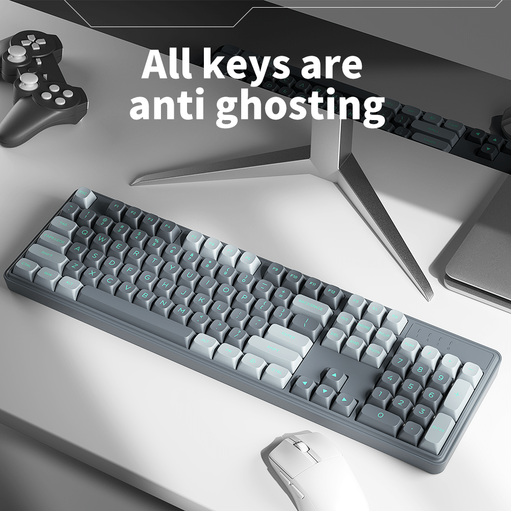 FURYCUBE Wired Silent Gaming Keyboard with RGB Backlighting, Side-printed Gradient Keycaps, Ergonomic Design, and Multimedia Rotary Knob Controls - USB Powered, Suitable for PCs, Laptops, Desktops, Windows, Macs, and Workstations. A Gaming Accessory
