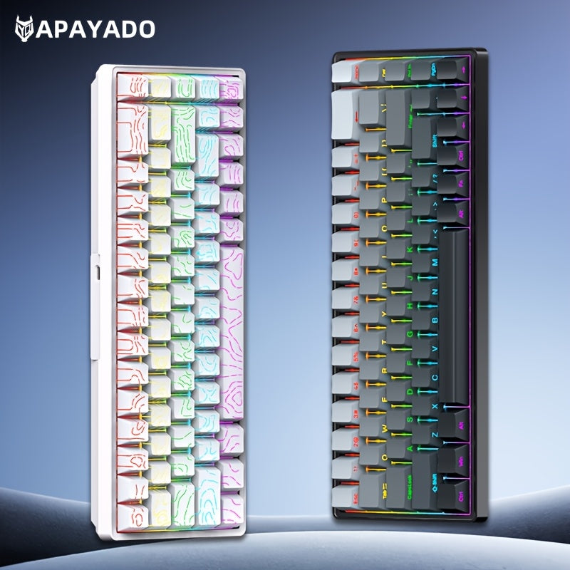 APAYADO A68 Mechanical Keyboard \u002F Compact 65% Layout \u002F Hot-Swappable 68-Key Design \u002F RGB Cool Lighting \u002F Suitable for Gamers \u002F Wired USB Connection