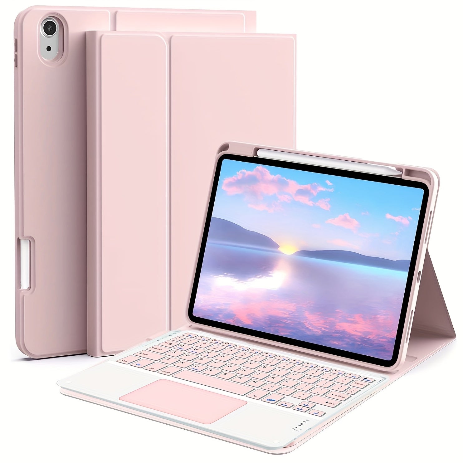 Ultra-thin Wireless Keyboard and Case with Trackpad and Type-C Charging Port; Wireless Keyboard Can Connect to 3 Devices Simultaneously; Bluetooth 3.0; Compatible with iPad Pro 11, Air 11-inch, Air 4, 5; 10.9-inch Case, Compatible with iPad 10th