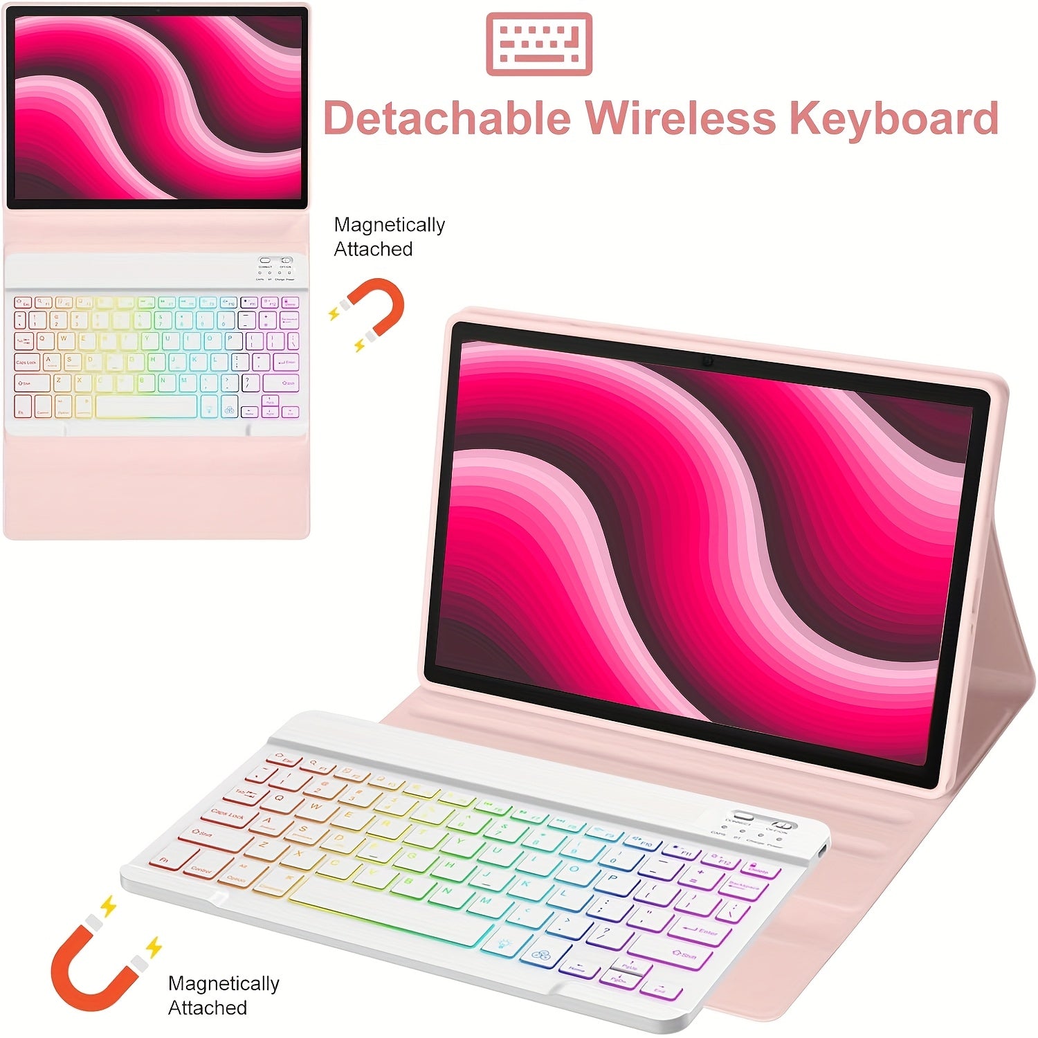 Only Tablet Case Applicable for Sumsung Galaxy Tab A9 Plus\u002FA9+ 5G 11-inch (SM-X210\u002FX216\u002FX218), Detachable Wireless Keyboard, Smart Double-opening Cover, Soft Protective Case, Automatic Sleep\u002Fwake-up