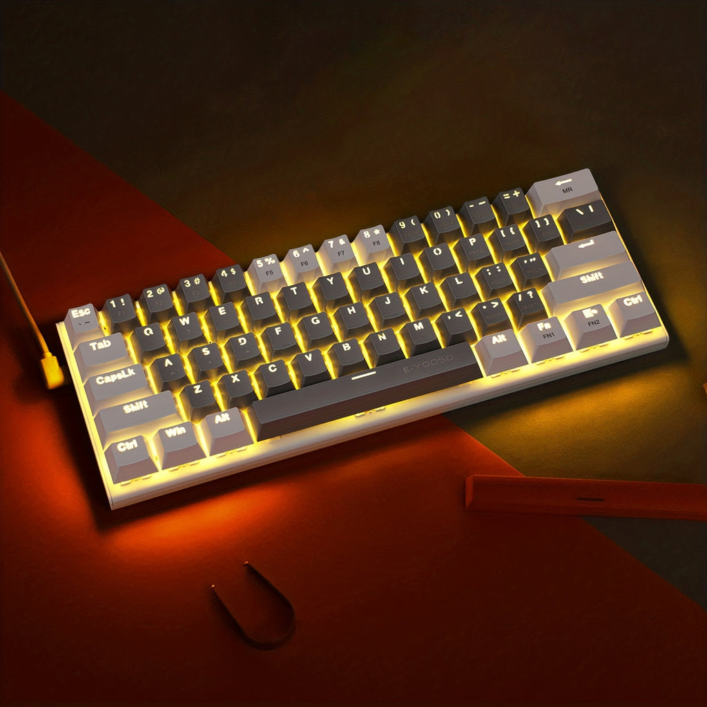 E-YOOSO Z11 60% Mechanical Keyboard, Mechanical Gaming Keyboard Wired With LED Backlit, Ultra-Compact 60 Percent Computer Keyboard For Windows, Mac OS Black Gray, White Gray