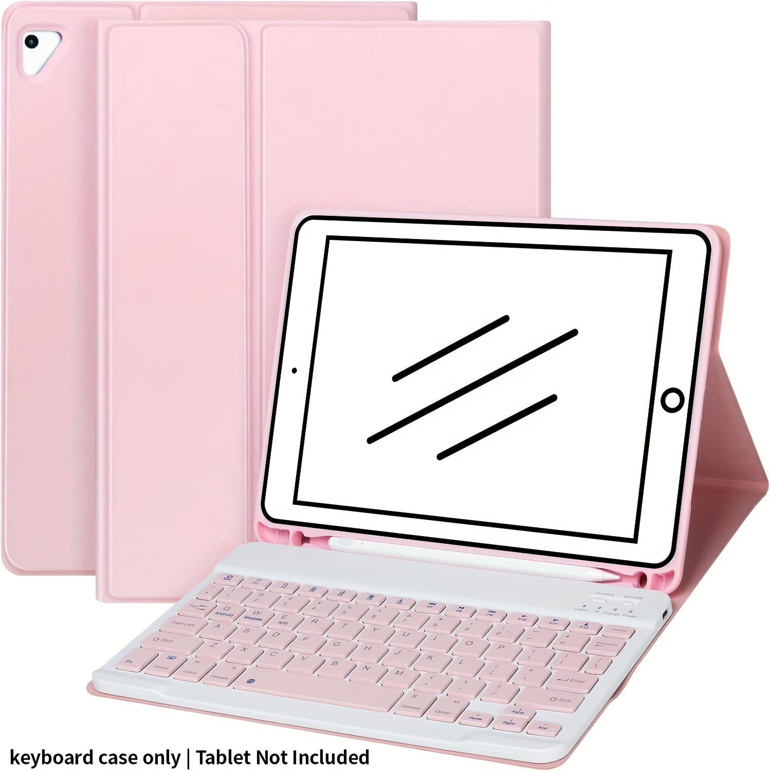 Tablet Case with Keyboard, Magnetic Detachable Wireless Keyboard, Flip Stand Case with Pencil Holder, Support 3 System, for iPad