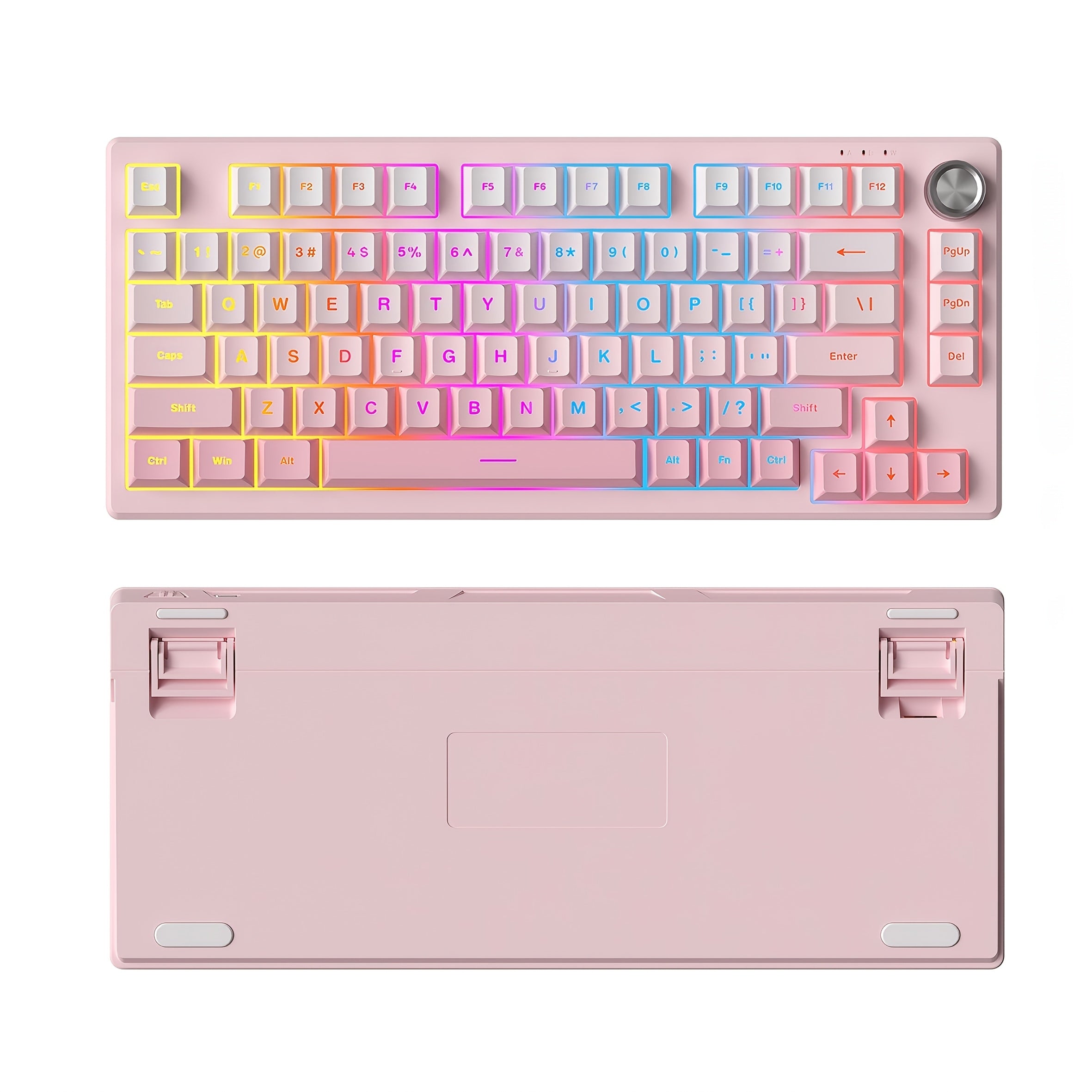 FURYCUBE IP75 Sealed Mechanical Keyboard with Knob, 75% USB-C Gaming Keyboard, Five-Layer Thickened Padding, RGB Lighting, 5000Mah Battery, Hot-Swappable Side-Printed PBT Keycaps (Black Gradient) Holiday Gift