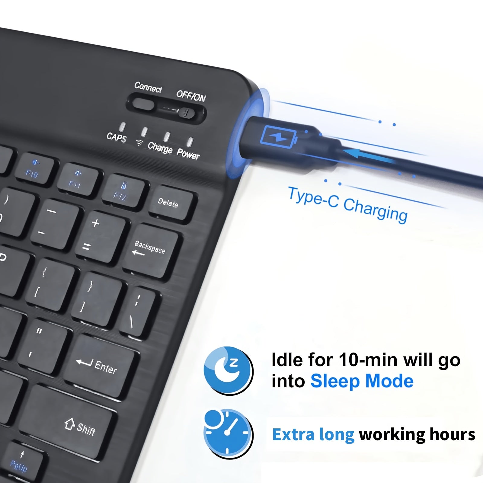 Ultra-Slim Rechargeable Wireless Keyboard | Compact Wireless Keyboard, 150mAh Battery, Compatible with Samsung Galaxy Tab, Android, Windows, Smartphones, IOS, IPad, Black Pink Gradient