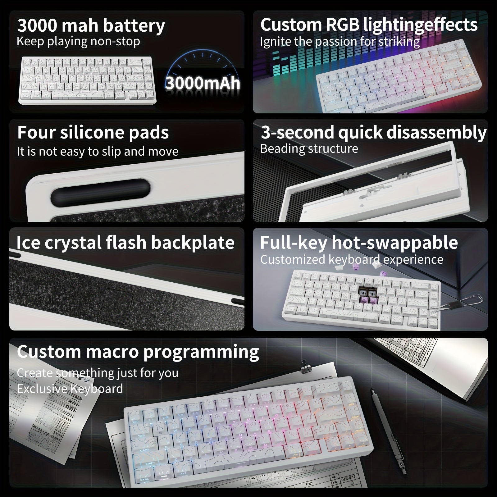 A Robust Mechanical Keyboard Featuring a Full Aluminum Build And a Thickened Gasket, Offering Wireless And 2.4G Wired Tri-Mode Connectivity for an Outstanding Typing Experience