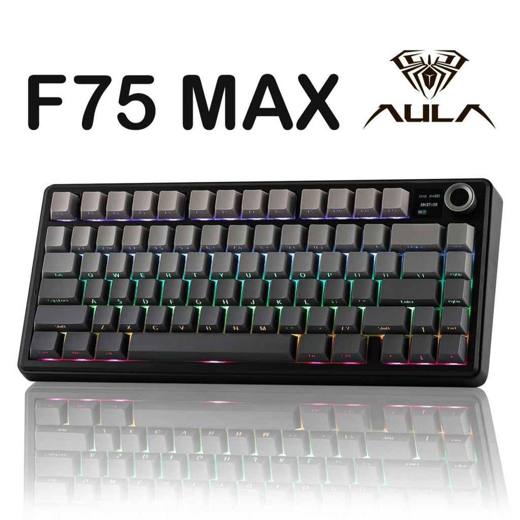 AULA Wireless Mechanical Gaming Keyboard with TFT Screen & Knob, 75% Hot Swappable Creamy Keyboard, RGB Backlit Teclado Mecanico, Tri-Mode Bluetooth\u002F2.4GHz\u002FUSB-C, Gasket Mount Gaming Keyboard for PC Mac Laptop Tablet