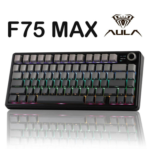 AULA Wireless Mechanical Gaming Keyboard with TFT Screen & Knob, 75% Hot Swappable Creamy Keyboard, RGB Backlit Teclado Mecanico, Tri-Mode Bluetooth\u002F2.4GHz\u002FUSB-C, Gasket Mount Gaming Keyboard for PC Mac Laptop Tablet