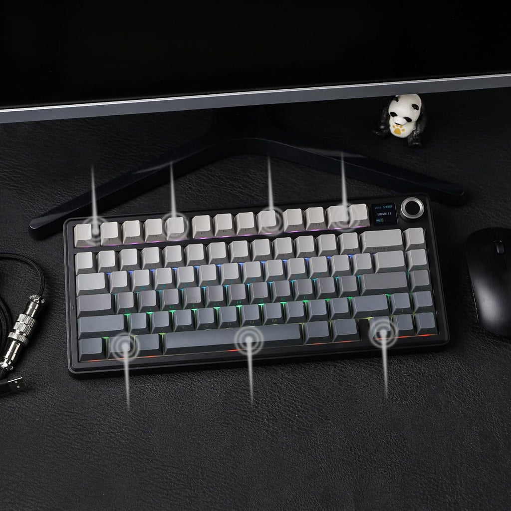 AULA Wireless Mechanical Gaming Keyboard with TFT Screen & Knob, 75% Hot Swappable Creamy Keyboard, RGB Backlit Teclado Mecanico, Tri-Mode Bluetooth\u002F2.4GHz\u002FUSB-C, Gasket Mount Gaming Keyboard for PC Mac Laptop Tablet