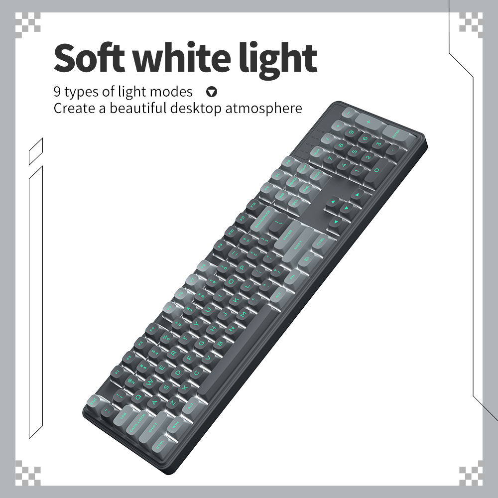 FURYCUBE Wired Silent Gaming Keyboard with RGB Backlighting, Side-printed Gradient Keycaps, Ergonomic Design, and Multimedia Rotary Knob Controls - USB Powered, Suitable for PCs, Laptops, Desktops, Windows, Macs, and Workstations. A Gaming Accessory