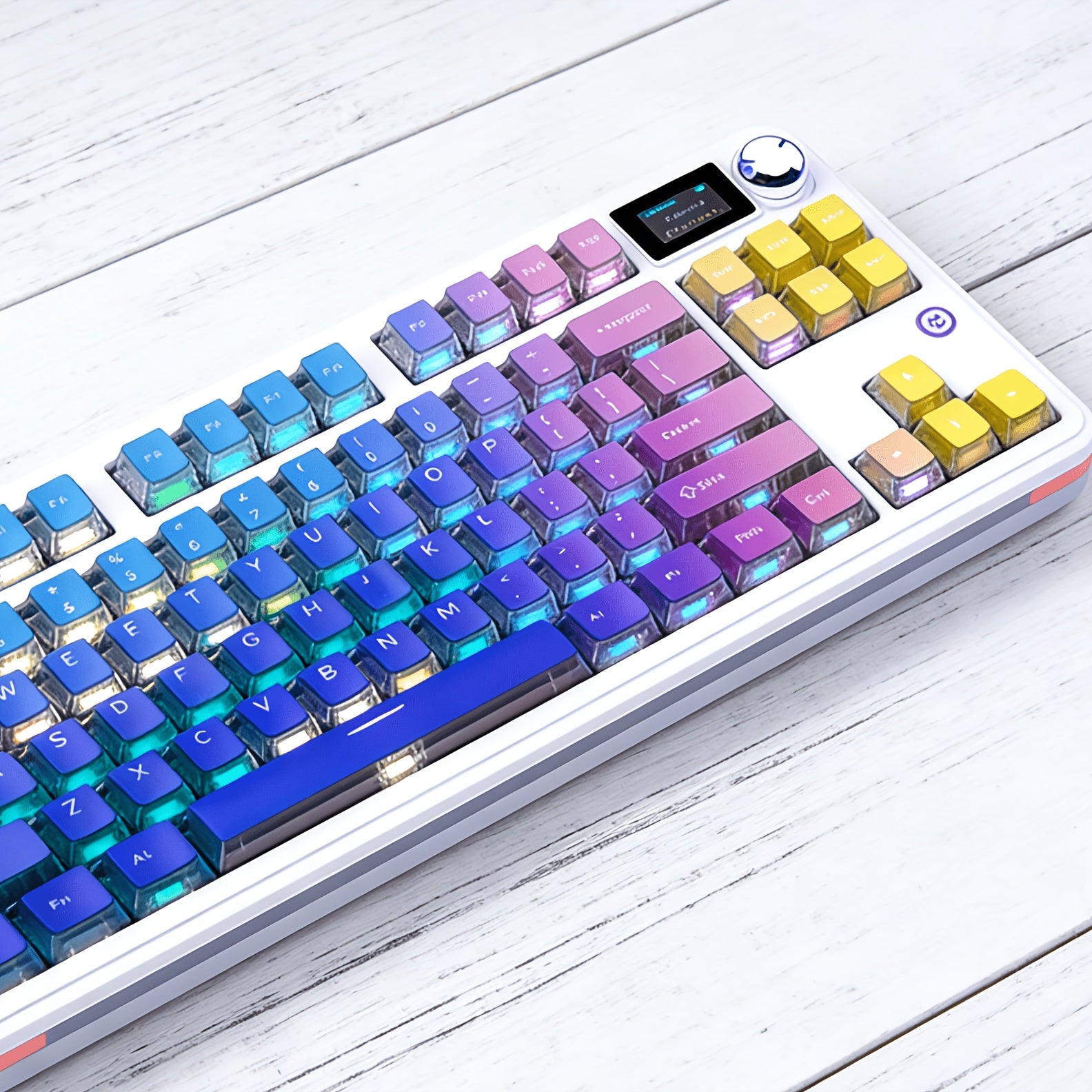 AJAZZ MK87 Pro (Dual 8K Edition)87-key Compact Layout, Soft And Bouncy Typing Feel 1.14-inch Pluggable TFT Color Screen + Metal Volume Knob Tri-mode Connection RGB Lighting Creates A Strong Ambient Effect Under The Transparent Keycaps