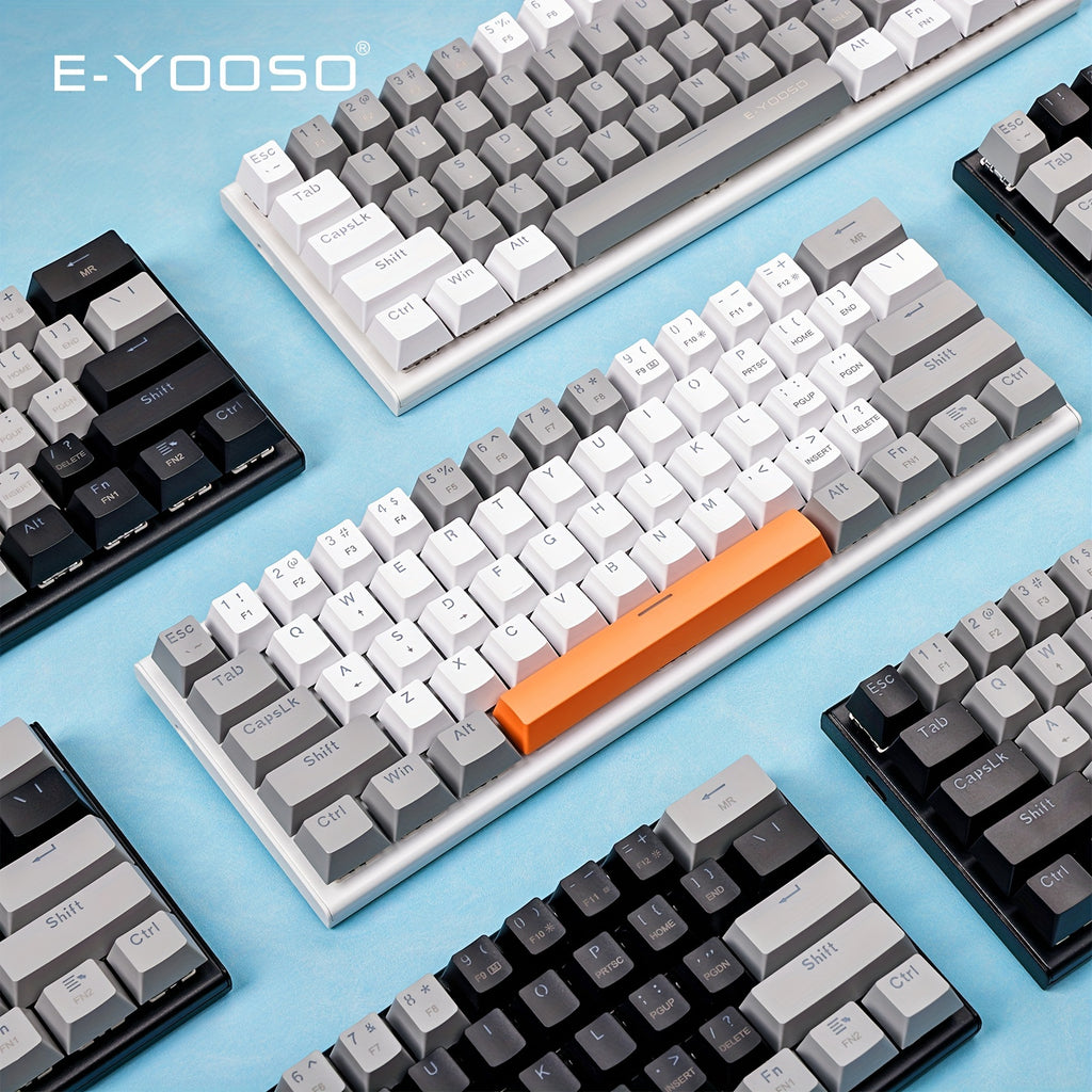 E-YOOSO Z11 60% Mechanical Keyboard, Mechanical Gaming Keyboard Wired With LED Backlit, Ultra-Compact 60 Percent Computer Keyboard For Windows, Mac OS Black Gray, White Gray