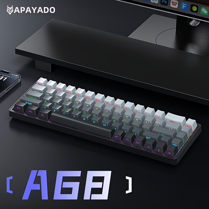 APAYADO A68 Mechanical Keyboard \u002F Compact 65% Layout \u002F Hot-Swappable 68-Key Design \u002F RGB Cool Lighting \u002F Suitable for Gamers \u002F Wired USB Connection