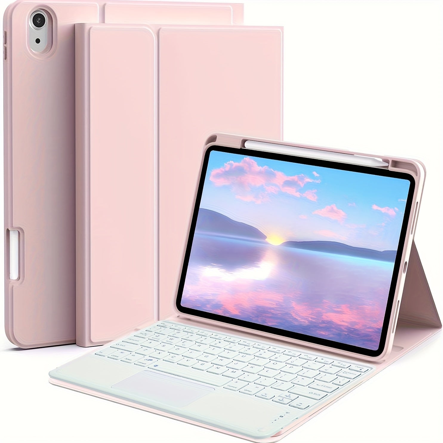 Ultra-thin Wireless Keyboard and Case with Trackpad and Type-C Charging Port; Wireless Keyboard Can Connect to 3 Devices Simultaneously; Bluetooth 3.0; Compatible with iPad Pro 11, Air 11-inch, Air 4, 5; 10.9-inch Case, Compatible with iPad 10th