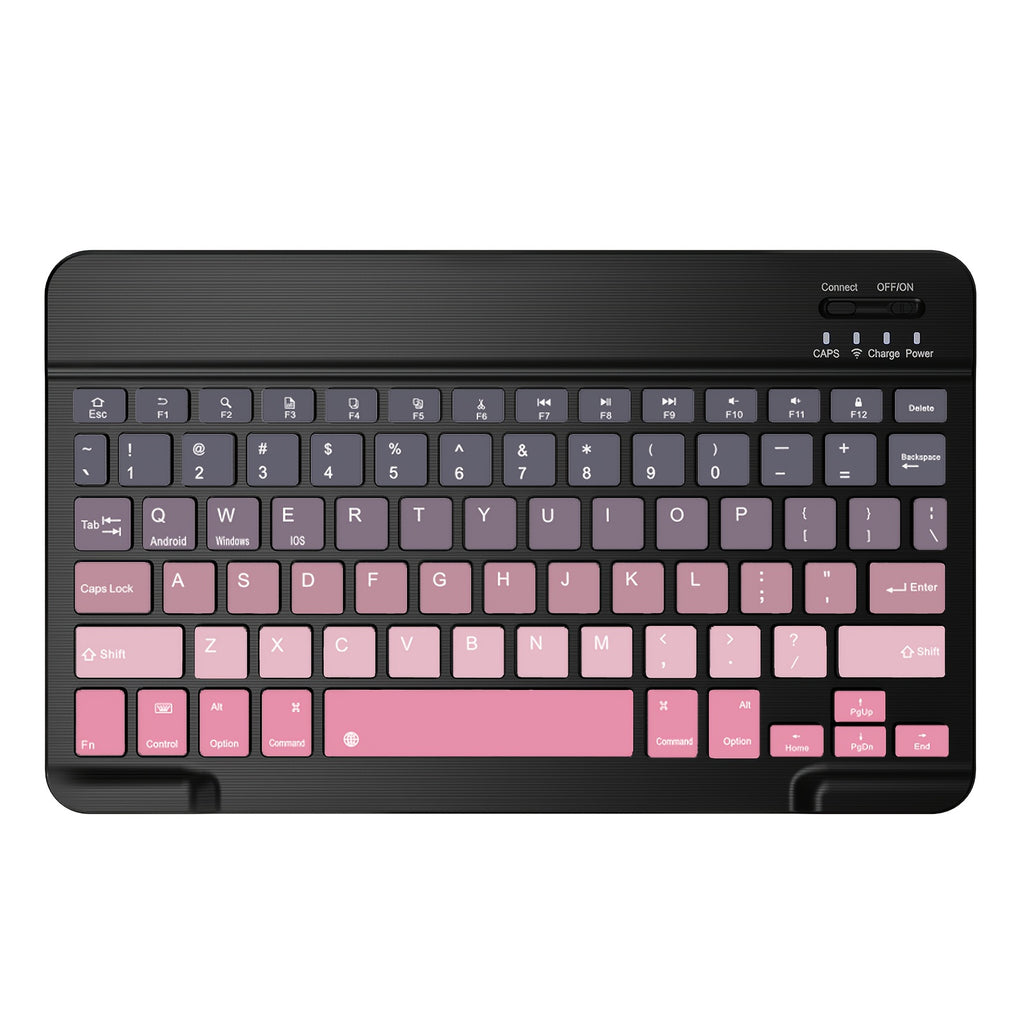 Ultra-Slim Rechargeable Wireless Keyboard | Compact Wireless Keyboard, 150mAh Battery, Compatible with Samsung Galaxy Tab, Android, Windows, Smartphones, IOS, IPad, Black Pink Gradient