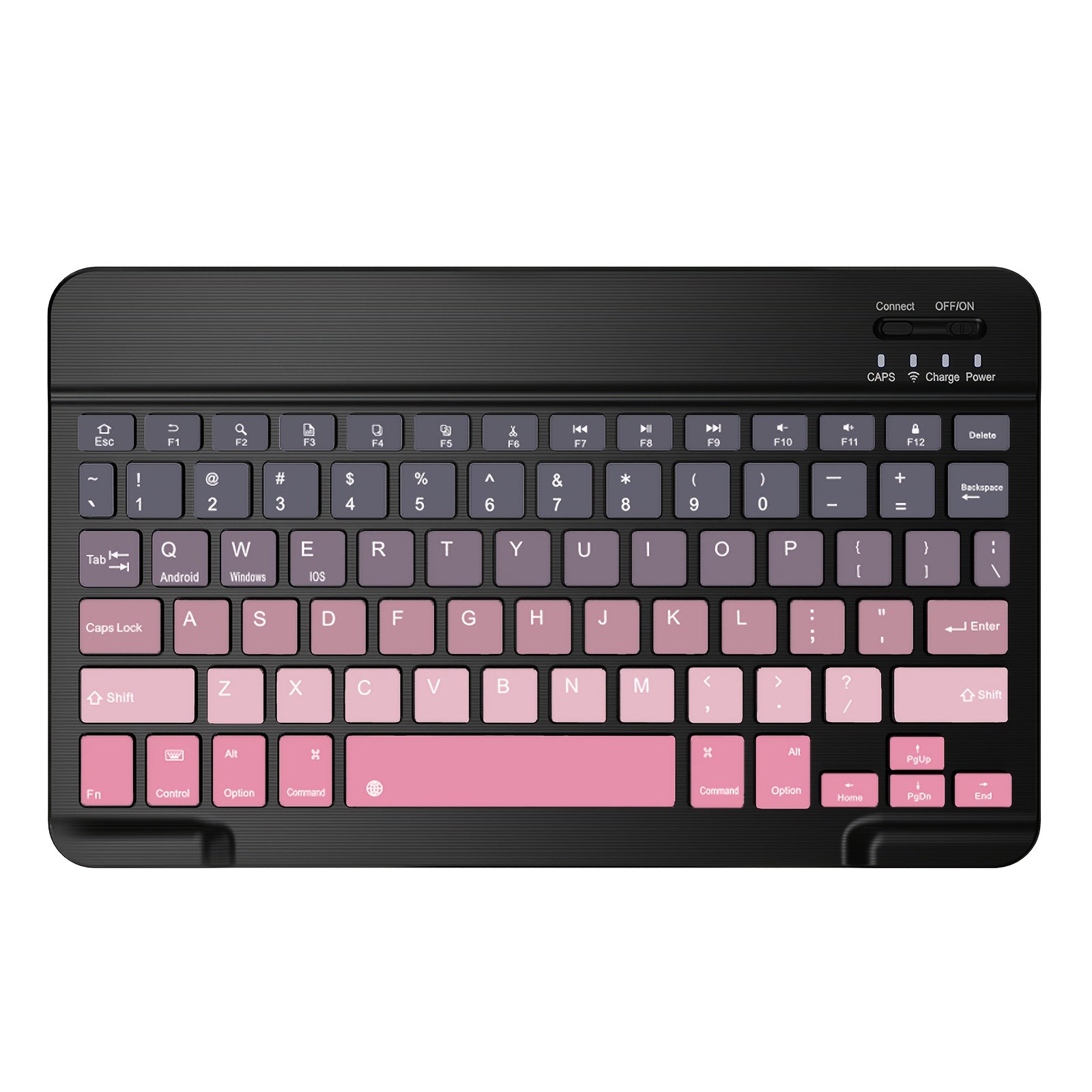 Ultra-Slim Rechargeable Wireless Keyboard | Compact Wireless Keyboard, 150mAh Battery, Compatible with Samsung Galaxy Tab, Android, Windows, Smartphones, IOS, IPad, Black Pink Gradient