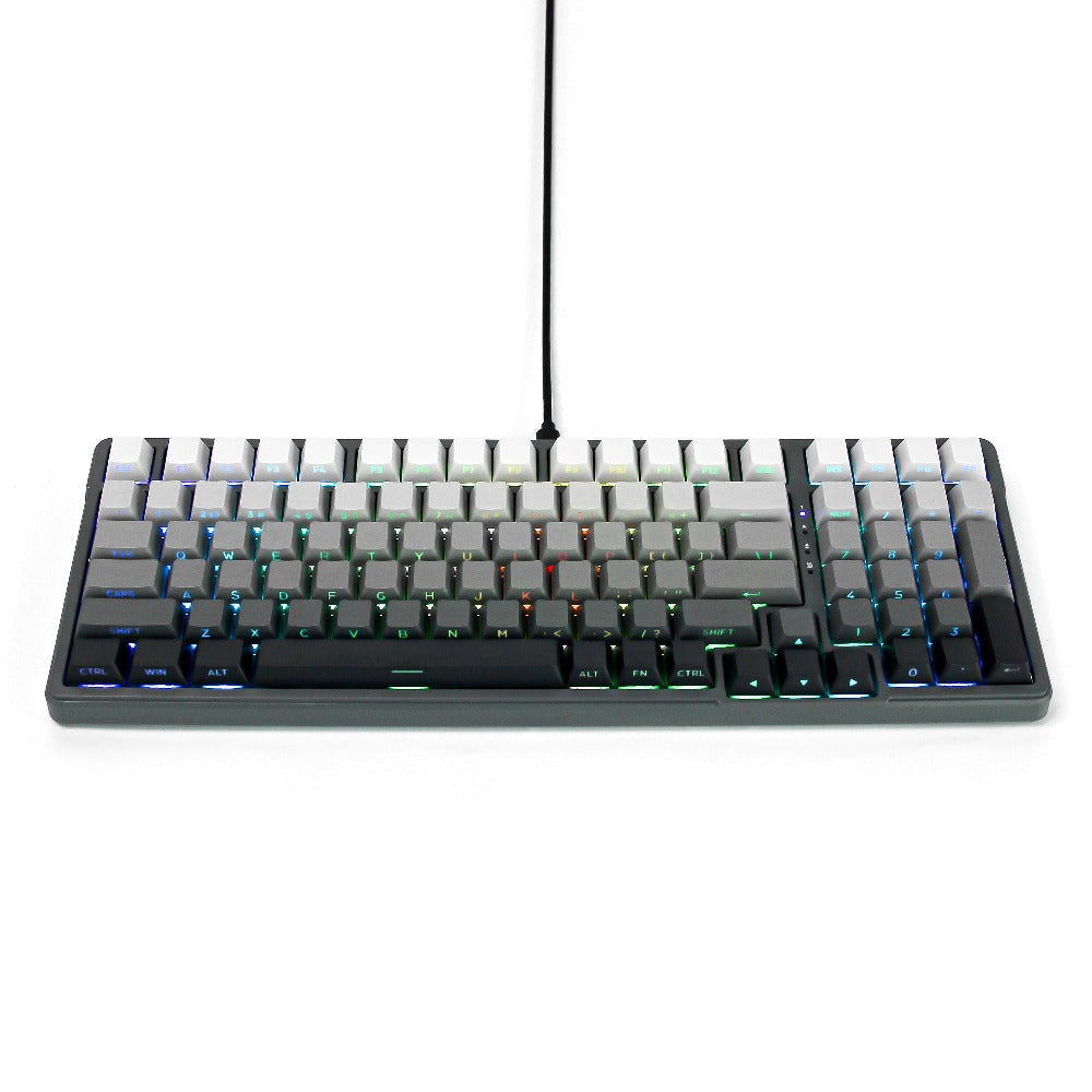 FURYCUBE ZT99 Model 99-Key Gaming Keyboard, Single Mode with RGB Backlighting - 98% Compact Layout, Black And White Side-Etched Keycaps with Gradient, Side-Printed Keycaps, USB Powered Wired Mechanical Keyboard, Compatible with Win\u002FMac