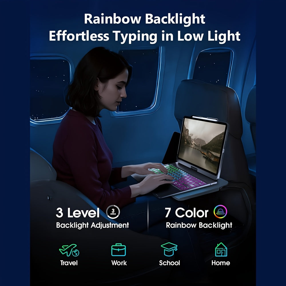 Touch Case with Keyboard for iPad Pro 13-inch(M4, 2024), iPad Air 13-inch(M3, 2025\u002FM2, 2024) & iPad Pro 12.9(6th\u002F5th\u002F4th\u002F3rd Gen), Trackpad, 360° Rotatable, Mixed Color Backlit.