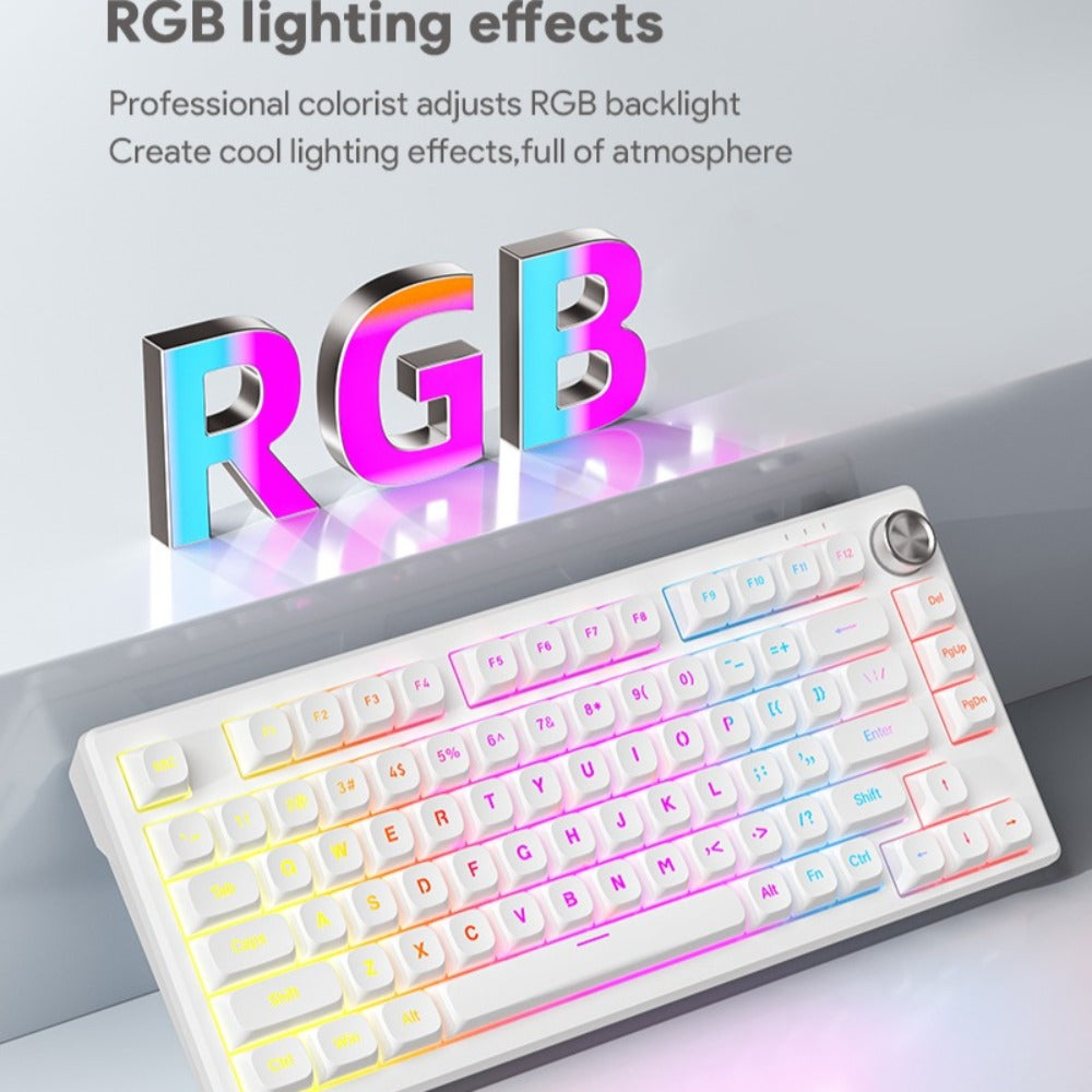 FURYCUBE IP75 Sealed Mechanical Keyboard with Knob, 75% USB-C Gaming Keyboard, Five-Layer Thickened Padding, RGB Lighting, 5000Mah Battery, Hot-Swappable Side-Printed PBT Keycaps (Black Gradient) Holiday Gift