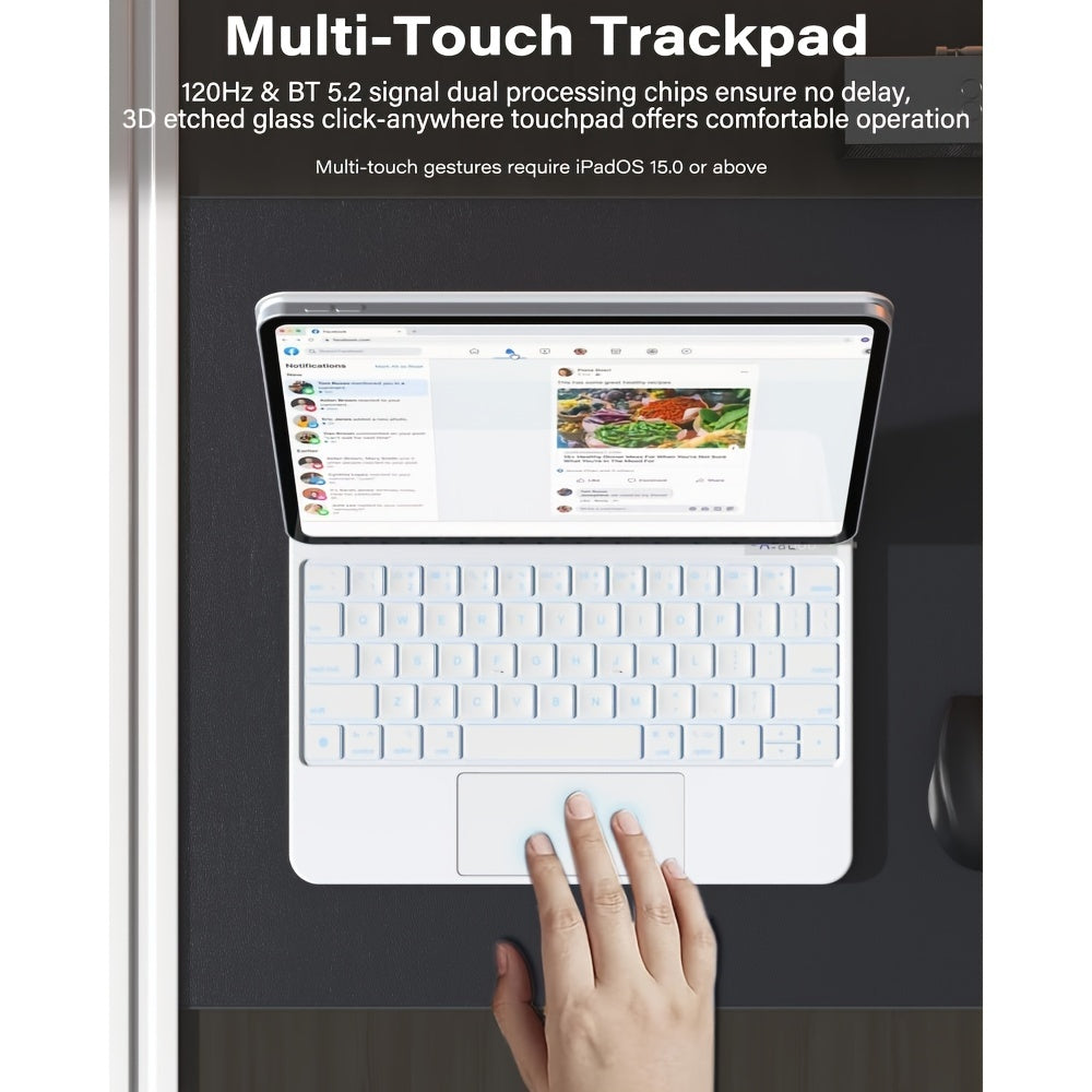 iPad Pro 11 Inch Case with Keyboard White, Magic Keyboard, Multi-Touch Trackpad, Floating Cantilever Stand, Smart Backlit Keyboard Case for 11\