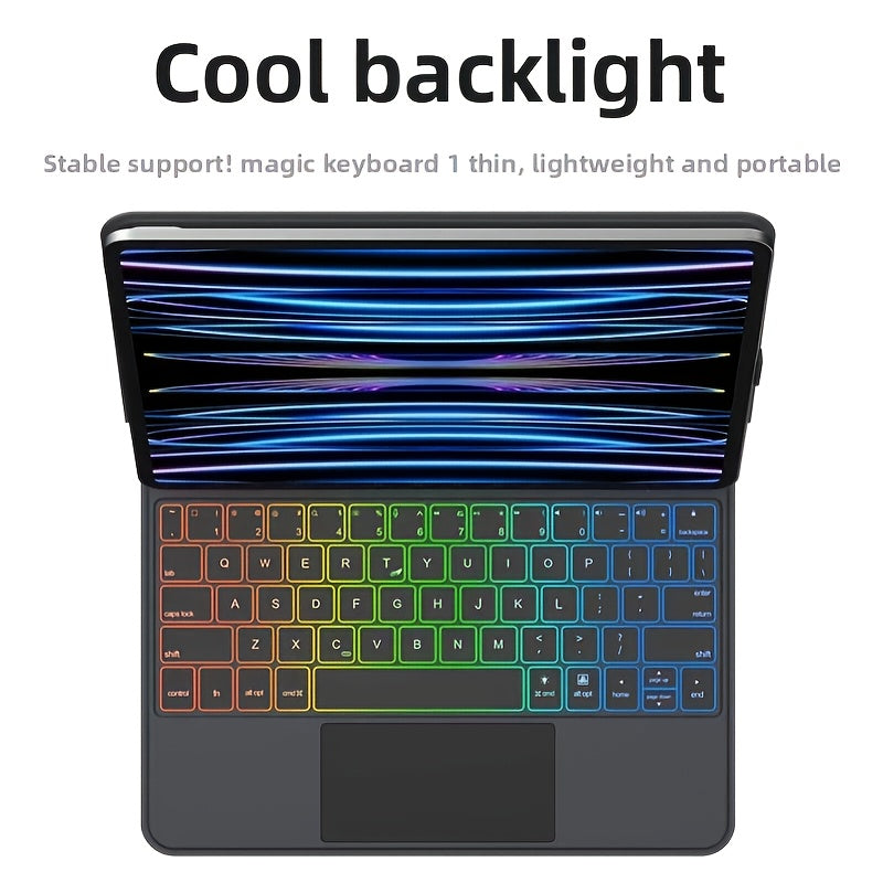 For IPad Air 4\u002F5\u002F6 10.9 Inch, Pro 11-inch (2018-2022) Floating Magnetic Keyboard Cover Seven Color RGB USB Fast Charge Intelligent Multi-touch Plug And Play Typing Mute