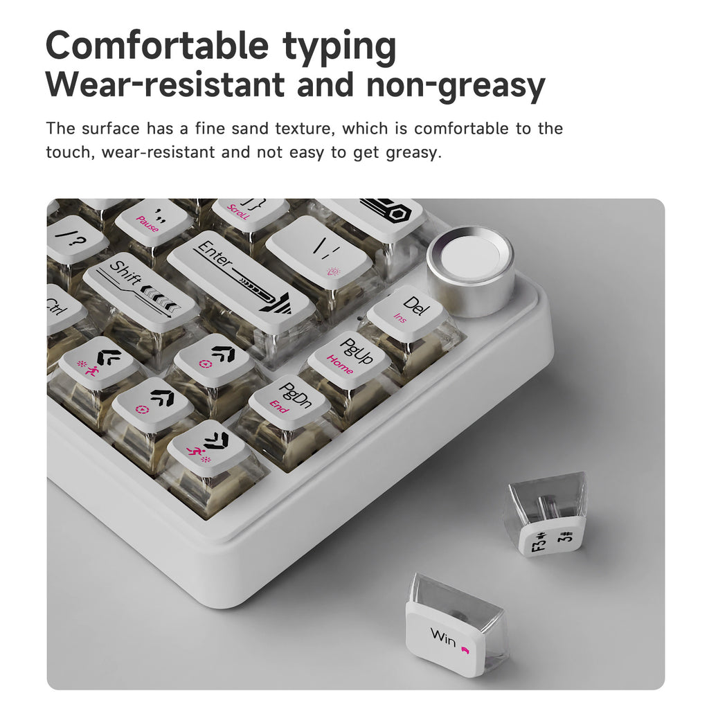 AJAZZ AK690 Mechanical Keyboard, Full Hot-Swappable, Multi-Function Metal Knob, Semi-Transparent Keycaps, Three-Axis Options