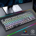 Retro-Style Wired Gaming Keyboard Featuring a Metal Top, 104 Keys with Round Keycaps, And 9 Different Lighting Modes, Suitable for Both Gaming And Office Use, No Batteries Needed