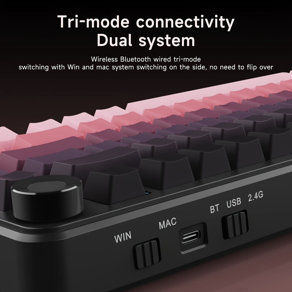 AJAZZ AK820\u002FAK820MAX PLUS 75% RGB Gasket Mechanical Keyboard | Cream Keyboard with Volume Knob, South Facing LED, Poron Foam, PBT Keycaps, Programmable Hot-Swap, Ambidextrous, USB-C Charging