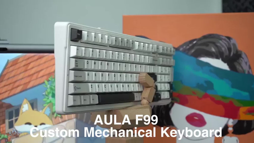 AULA F99 Mechanical Gaming Keyboard, 99 Keys, 2.4G Wireless & Wired Hot Swap, RGB Backlit, PBT Gasket, USB Rechargeable, for PC & Laptop, Typing-Optimized, Universal, Ideal Gift - Blue\u002FWhite