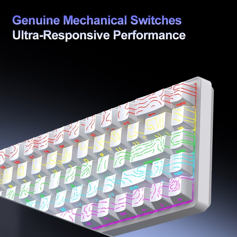 APAYADO A68 Mechanical Keyboard \u002F Compact 65% Layout \u002F Hot-Swappable 68-Key Design \u002F RGB Cool Lighting \u002F Suitable for Gamers \u002F Wired USB Connection